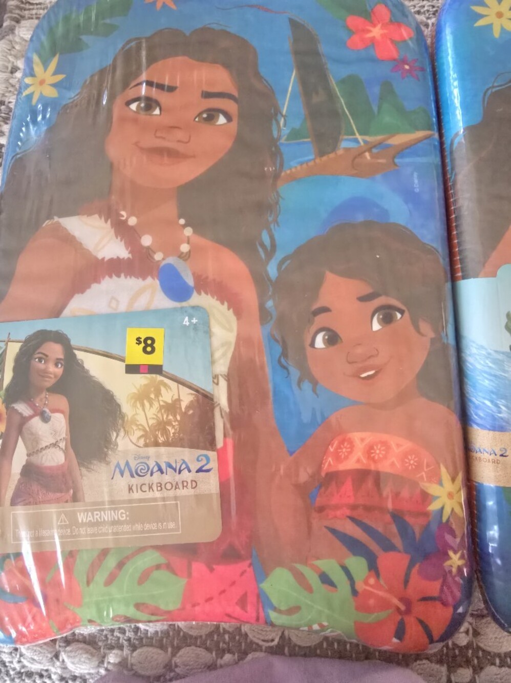 (2) Disney Moana 2 Kickboard in Bright Blue and Red Tropical Print - Picture 3 of 4